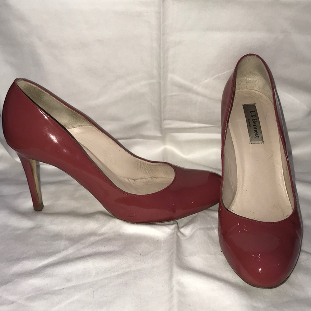 L.K. Bennet Patent Heel in Redcurrant Size 39.5